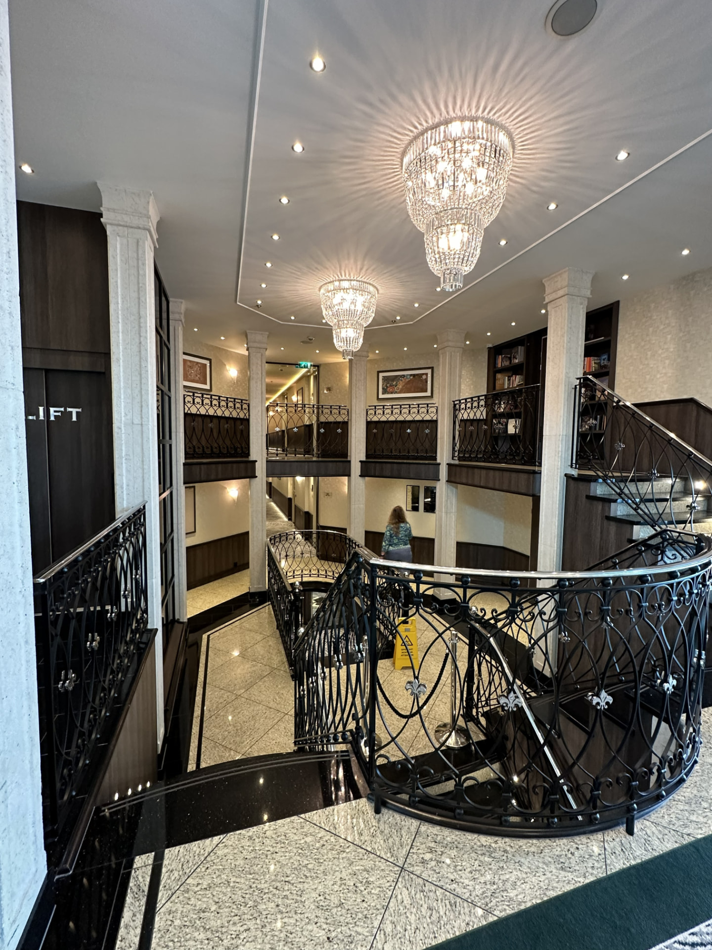 Tauck MS Joy river cruise ship lobby, firsthand inspection by Cruisin Couple Travel Agency