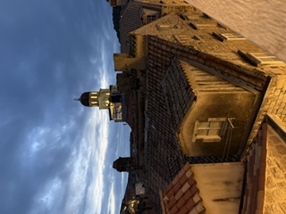 Terracotta rooftops of Dubrovnik's Old Town at dusk