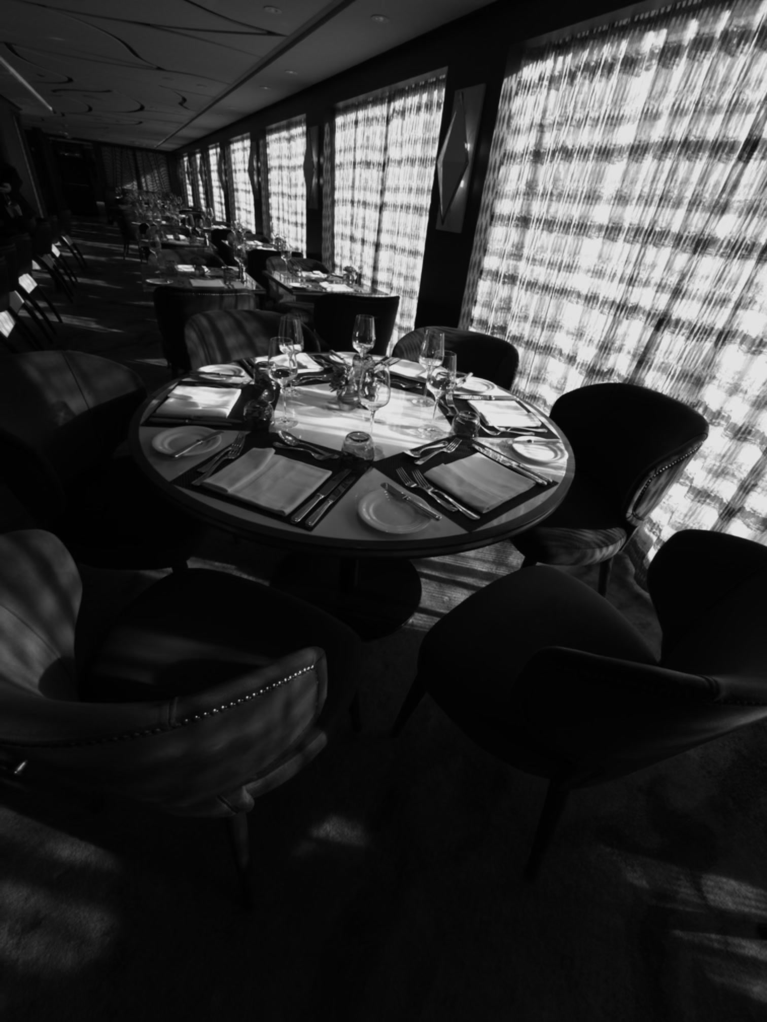 Dining room aboard the Riverside Debussy in Amsterdam during the March 2024 Rhine inaugural sailing