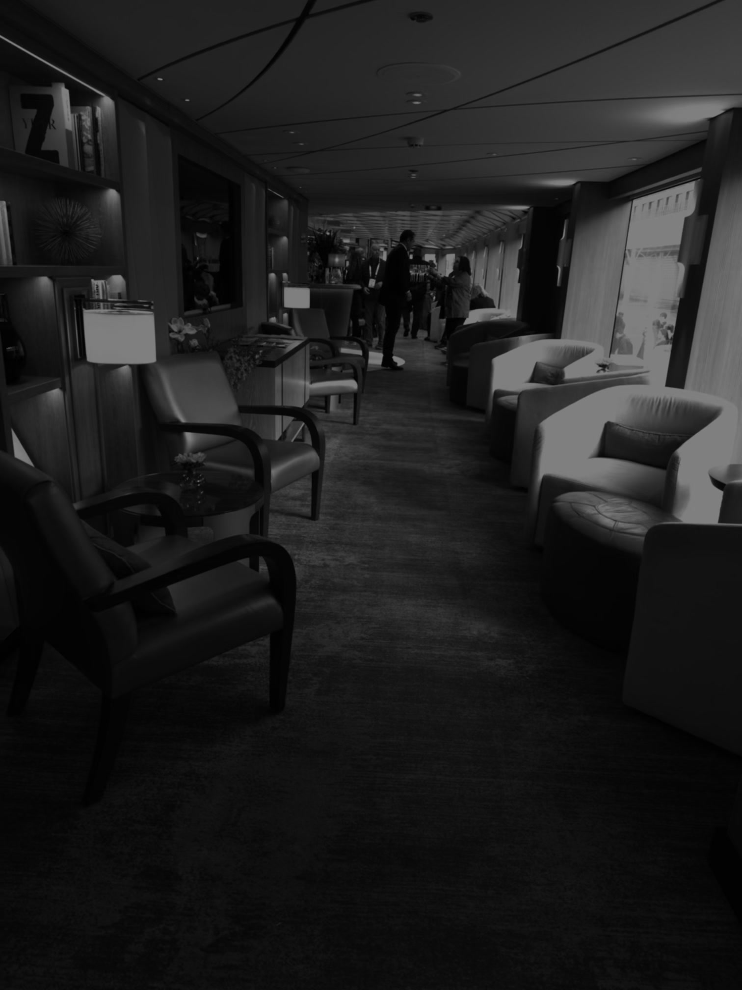Lounge interior aboard the Riverside Debussy in Amsterdam during the March 2024 Rhine inaugural sailing