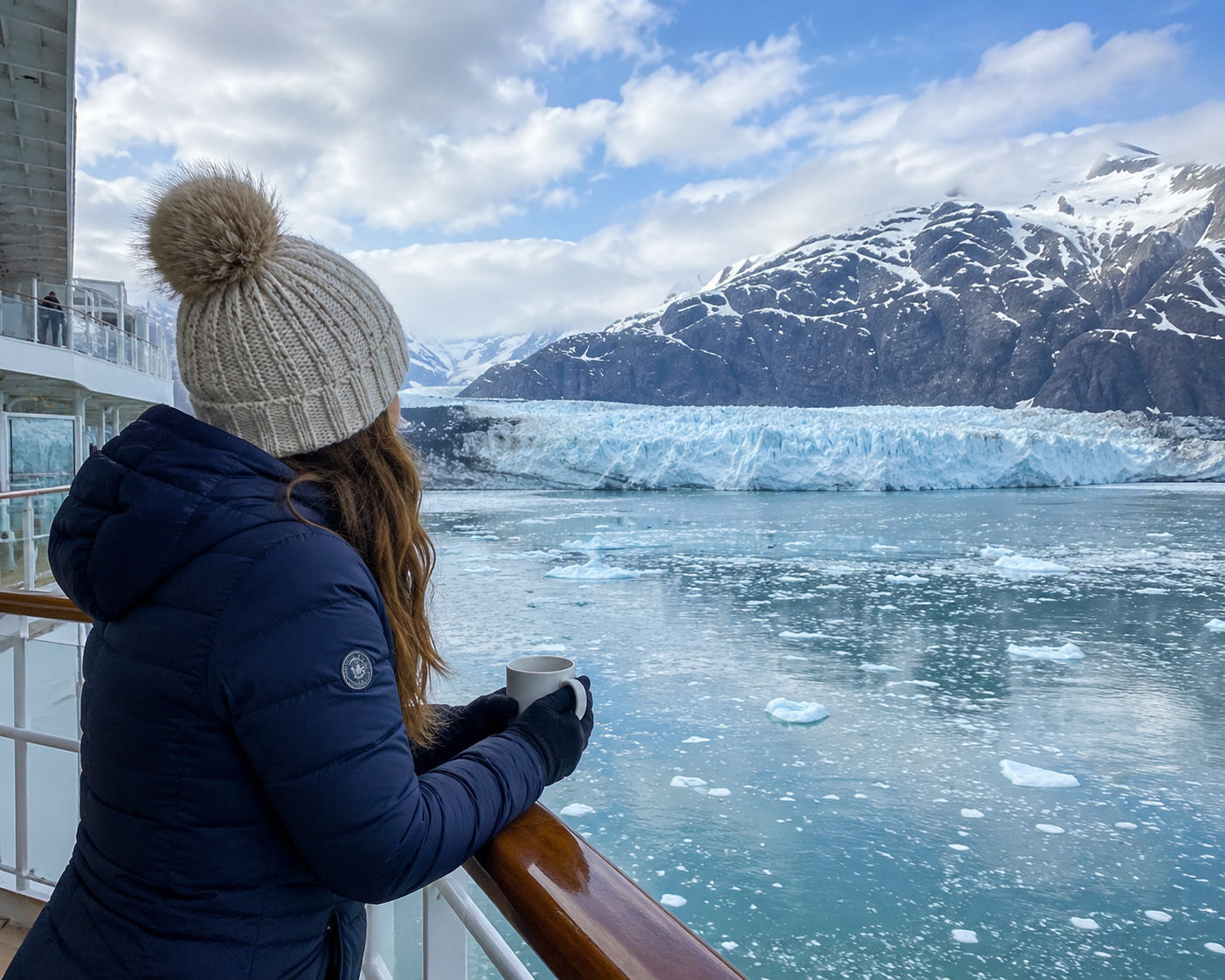 Glaciers right outside your balcony cabin